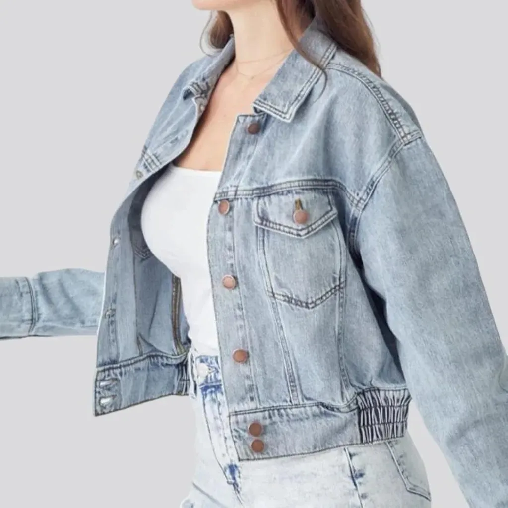 90s flap-pockets jeans jacket for women