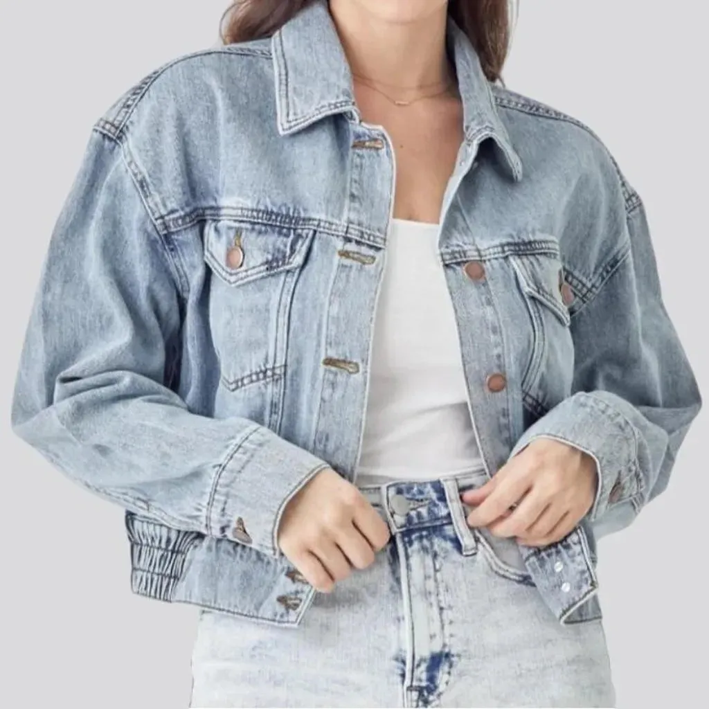 90s flap-pockets jeans jacket for women