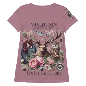 All-Over Print Women's Athletic T-shirt Exclusive Love Life Live Outdoors MRRL&O Print Designs