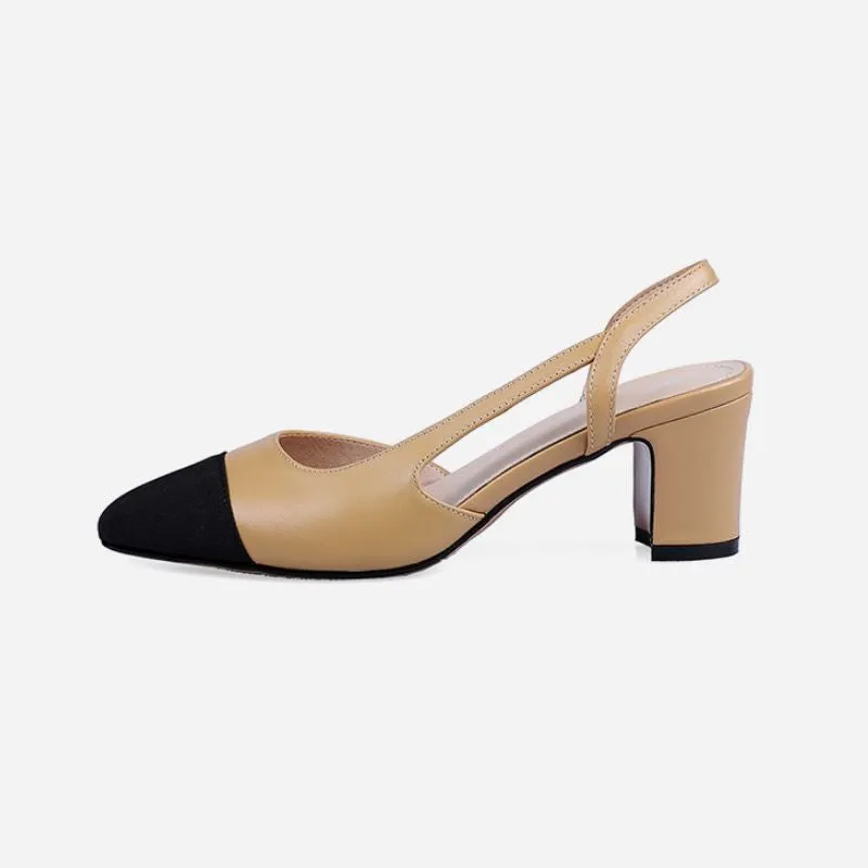 Amozae-Blake Cap Toe Chunky Heel Slingbacks Pumps