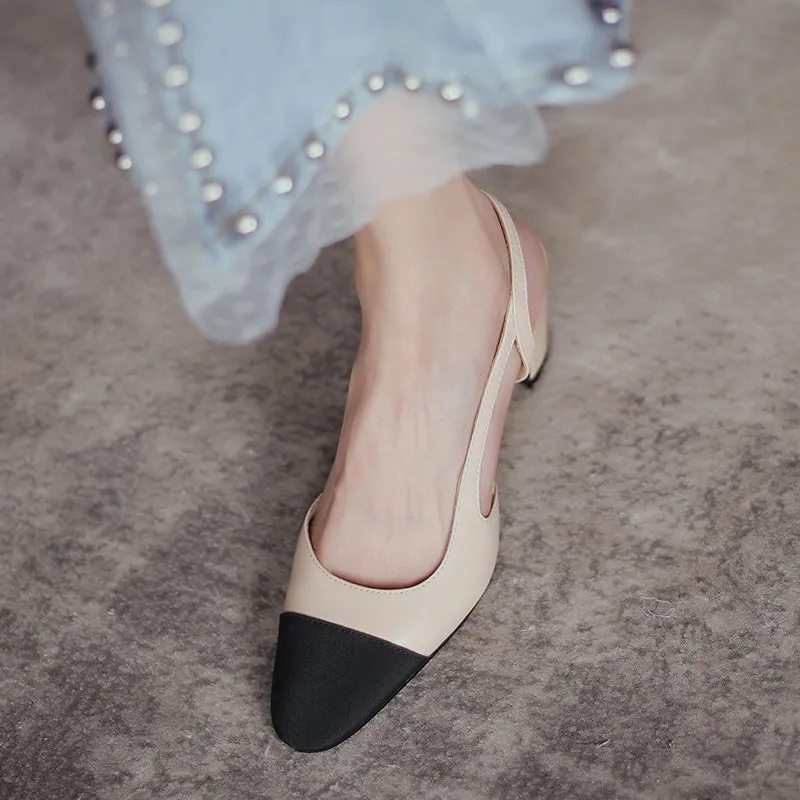 Amozae-Blake Cap Toe Chunky Heel Slingbacks Pumps