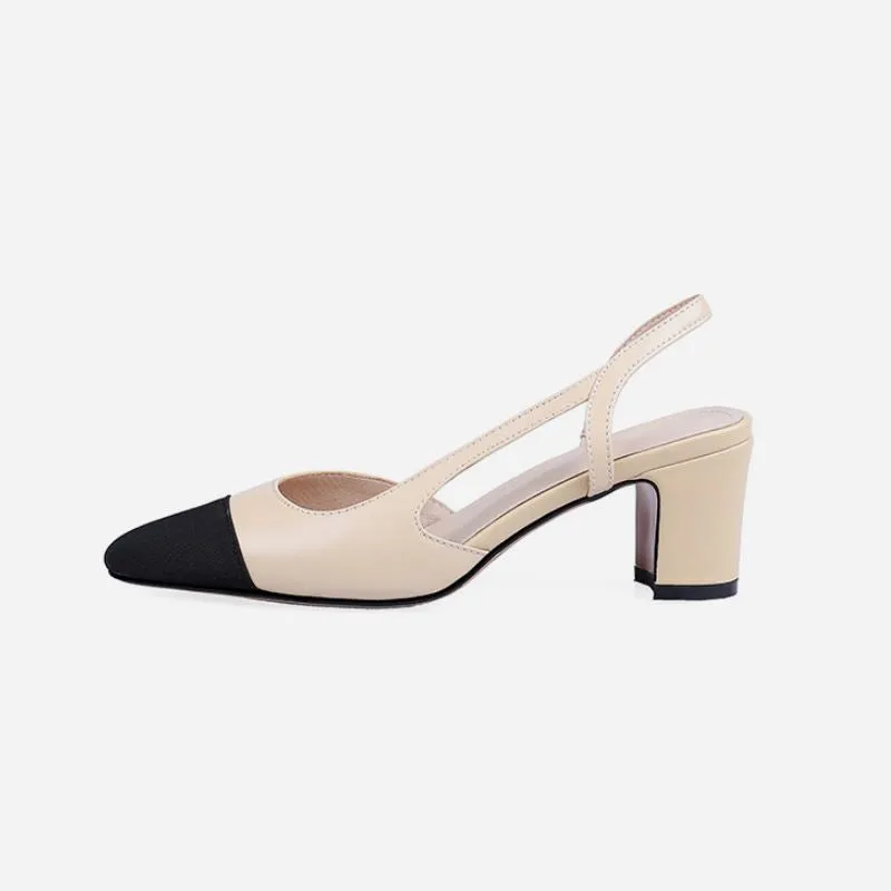 Amozae-Blake Cap Toe Chunky Heel Slingbacks Pumps