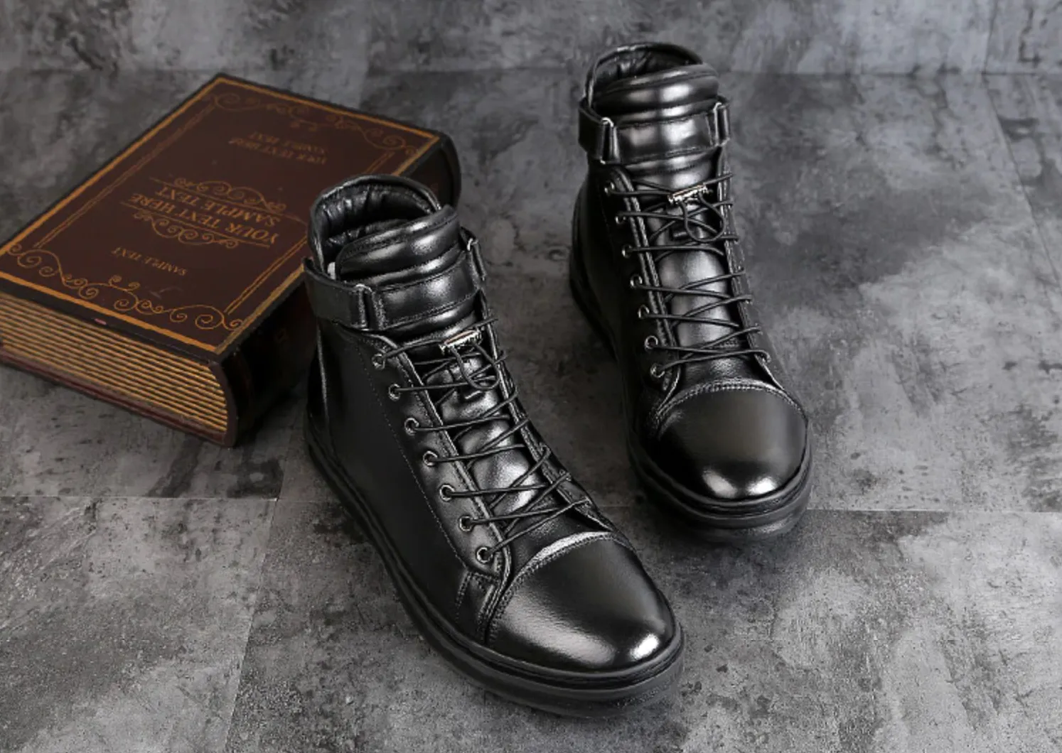 AntoniosClothing Genuine Leather Black High-Shoes