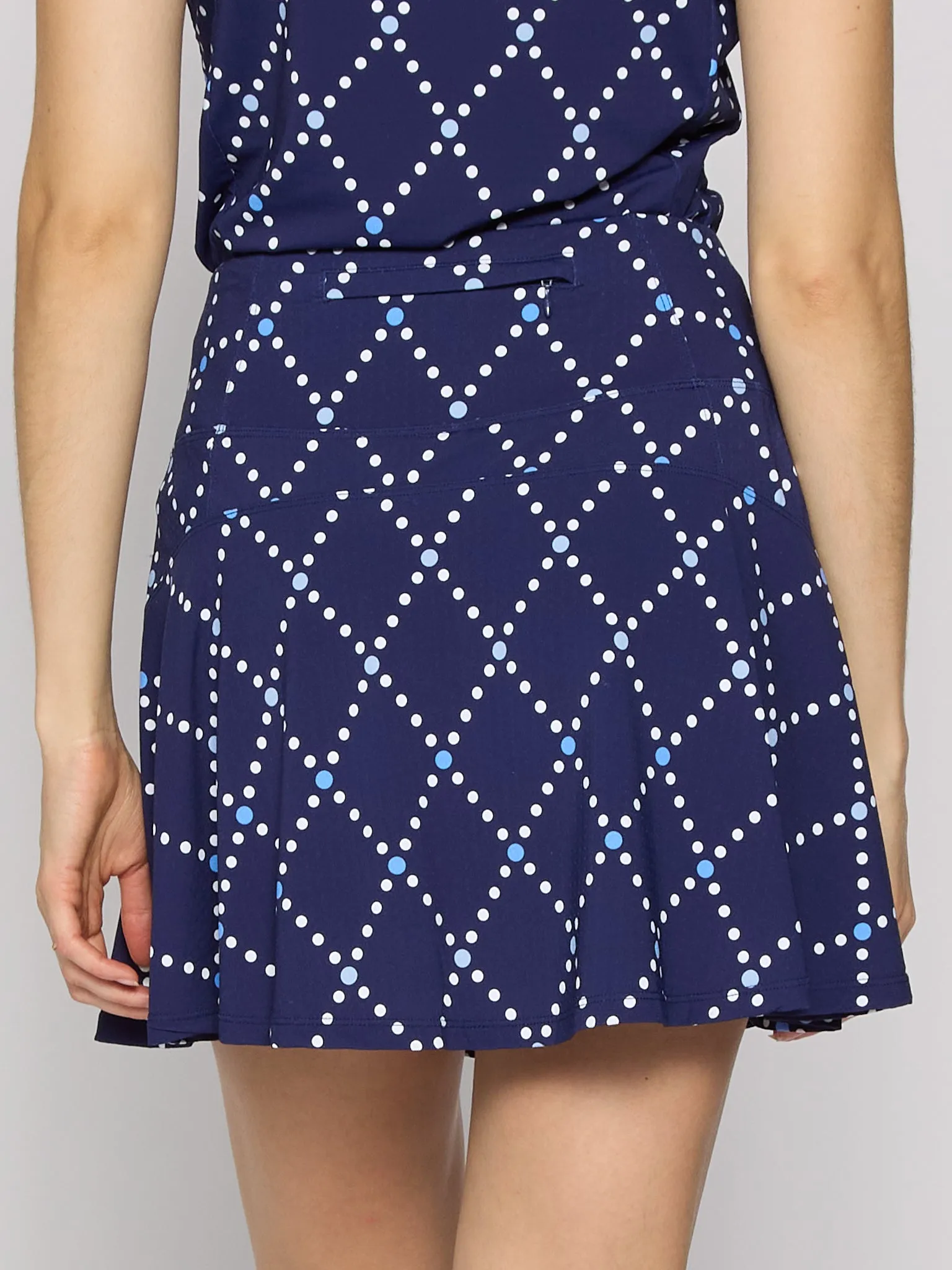 Back Yoke Ruffle Skort in Diamond Geo Navy