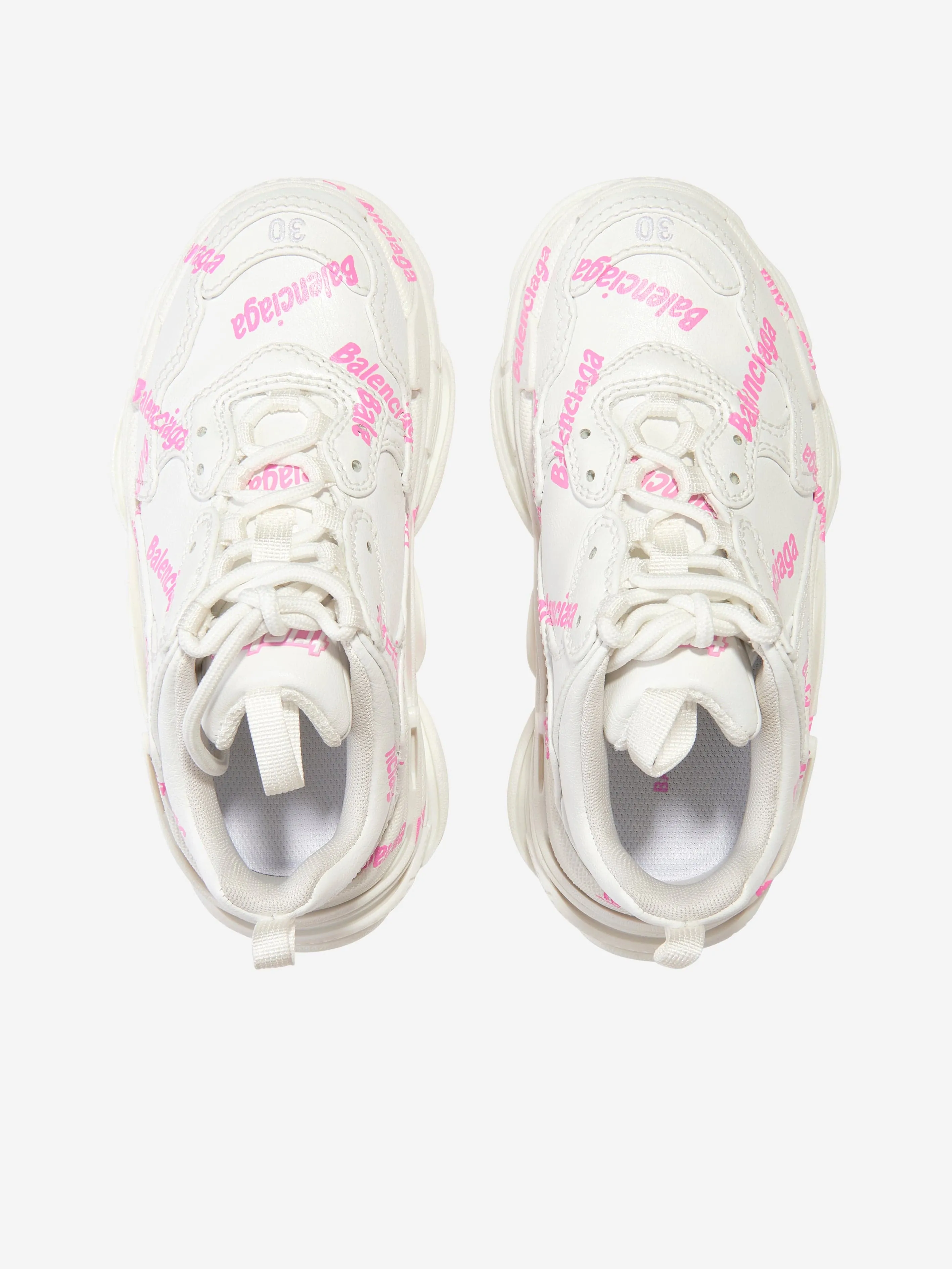 Balenciaga Girls Triple S Logo Trainers in White