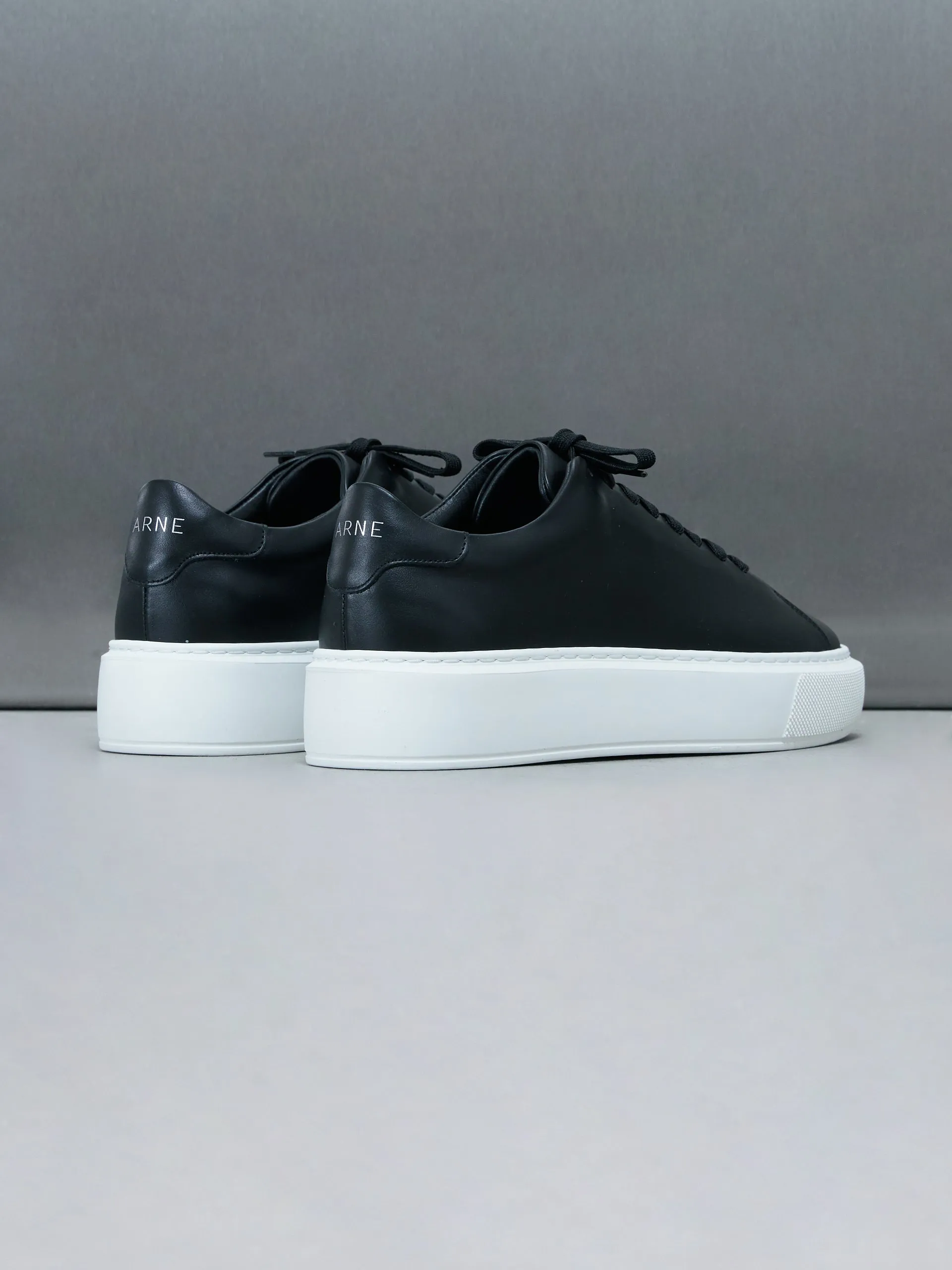 Basic Essential Leather Trainer in Black