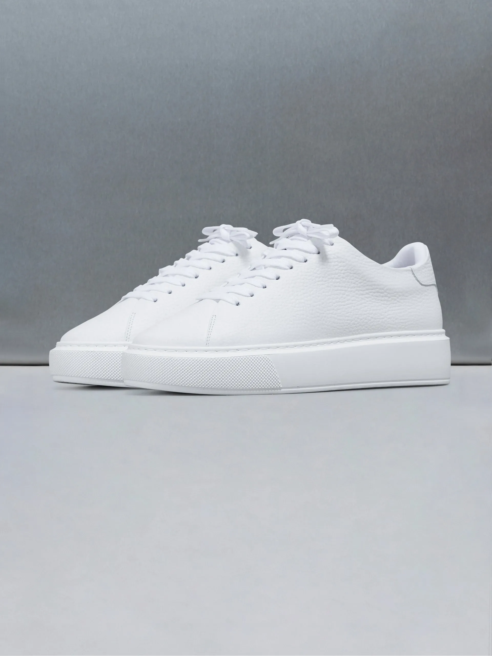 Basic Essential Leather Trainer in Triple White