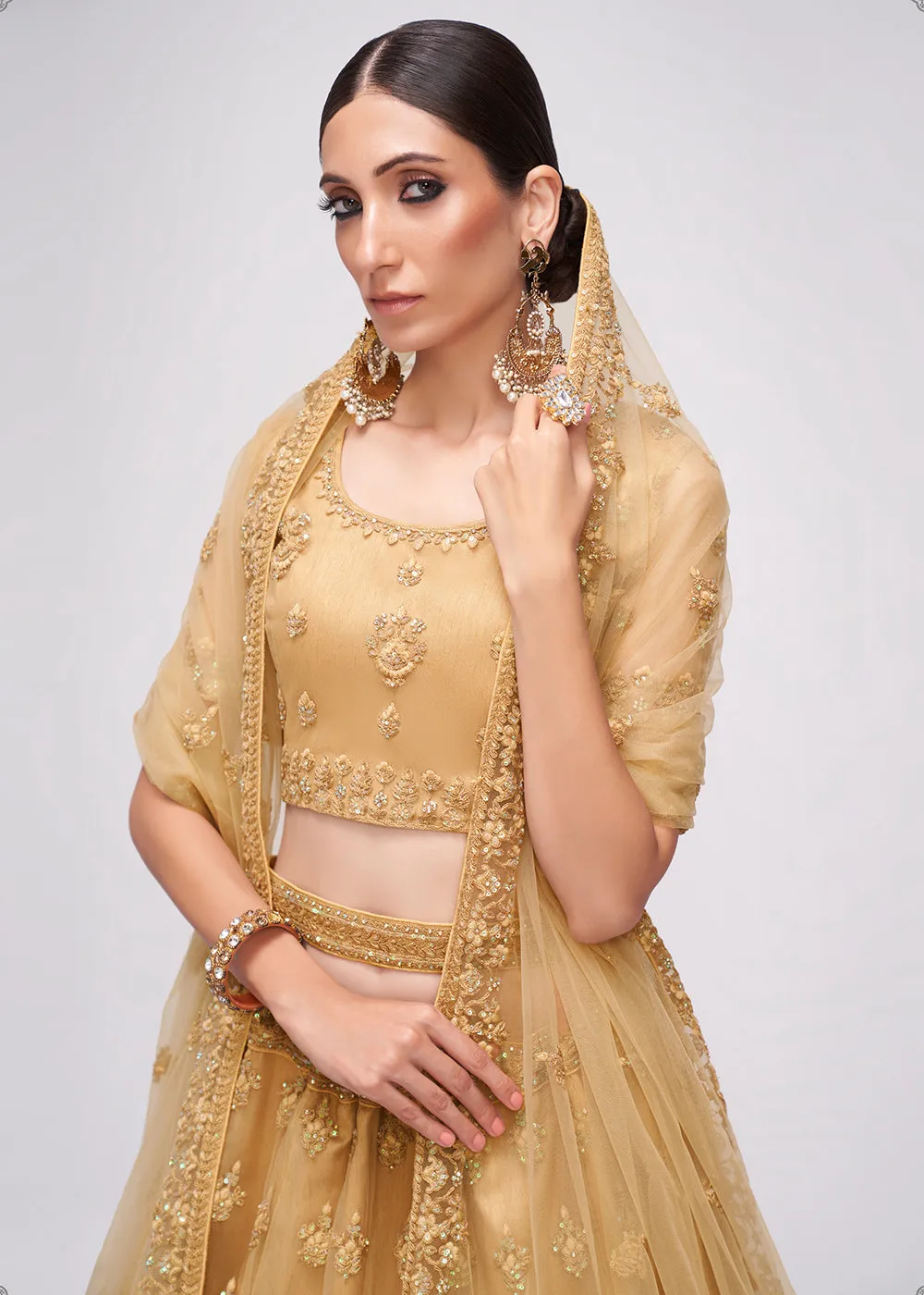 Beguiling Chikoo Brown Cording Designer Wedding Bridal Lehenga Choli