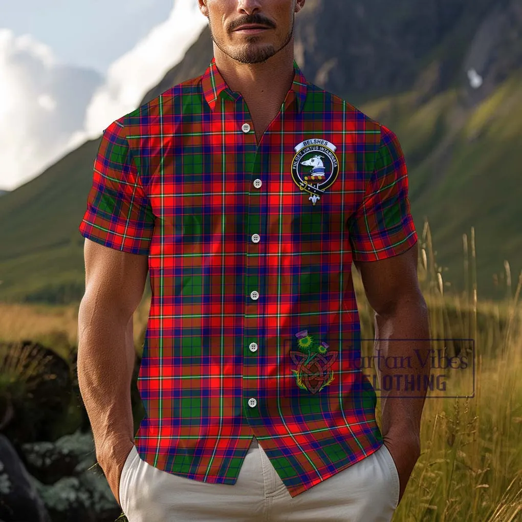 Belshes Tartan Cotton Hawaiian Shirt with Family Crest