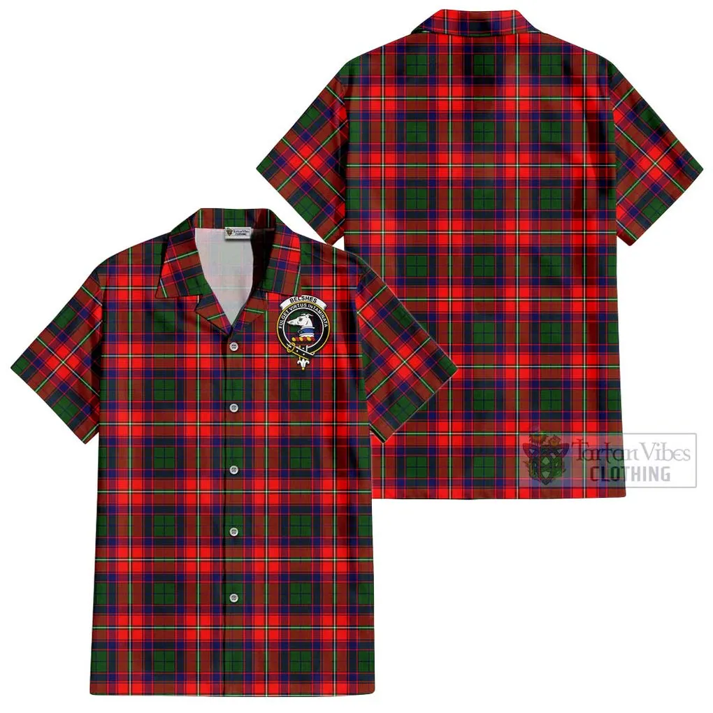 Belshes Tartan Cotton Hawaiian Shirt with Family Crest