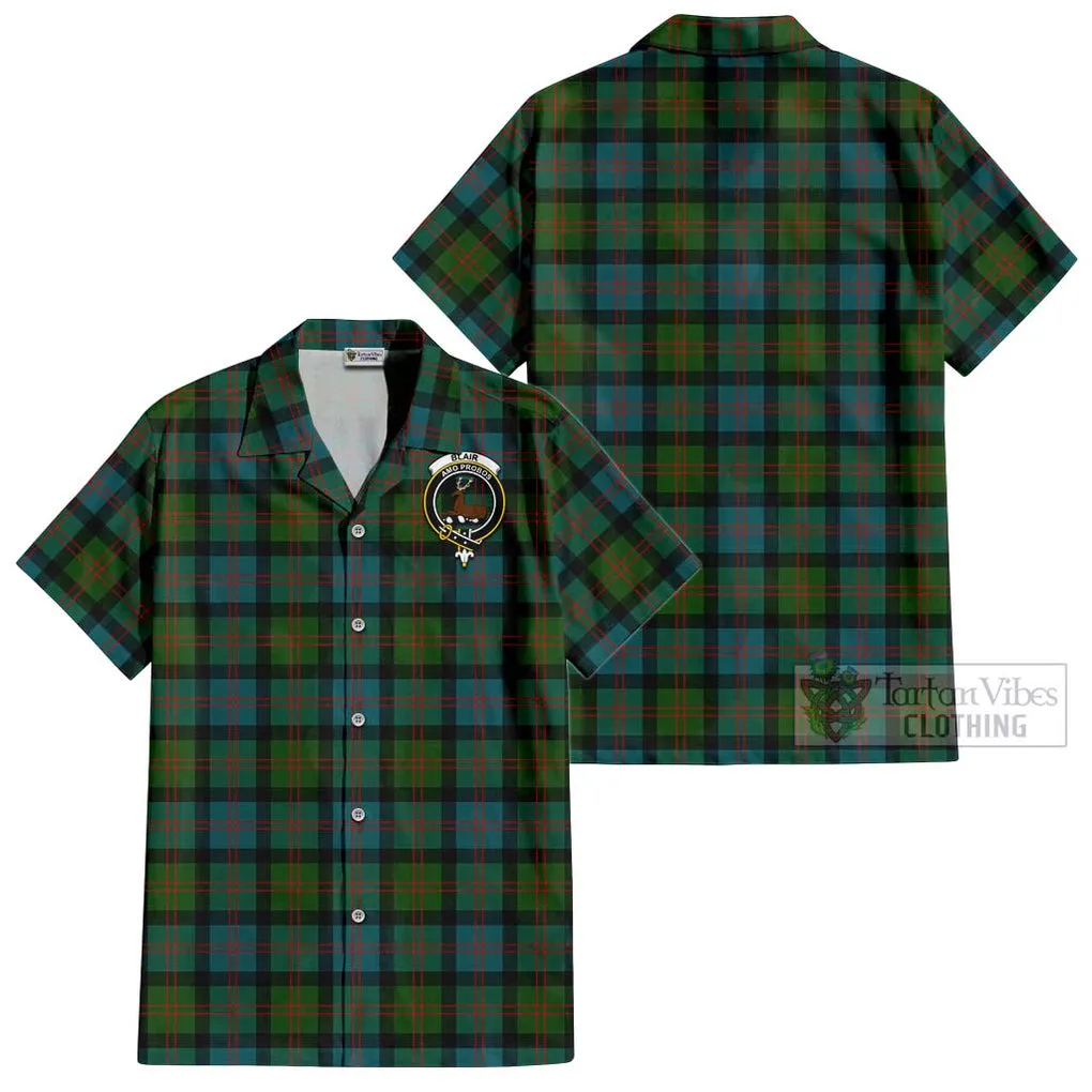 Blair Ancient Tartan Cotton Hawaiian Shirt with Family Crest