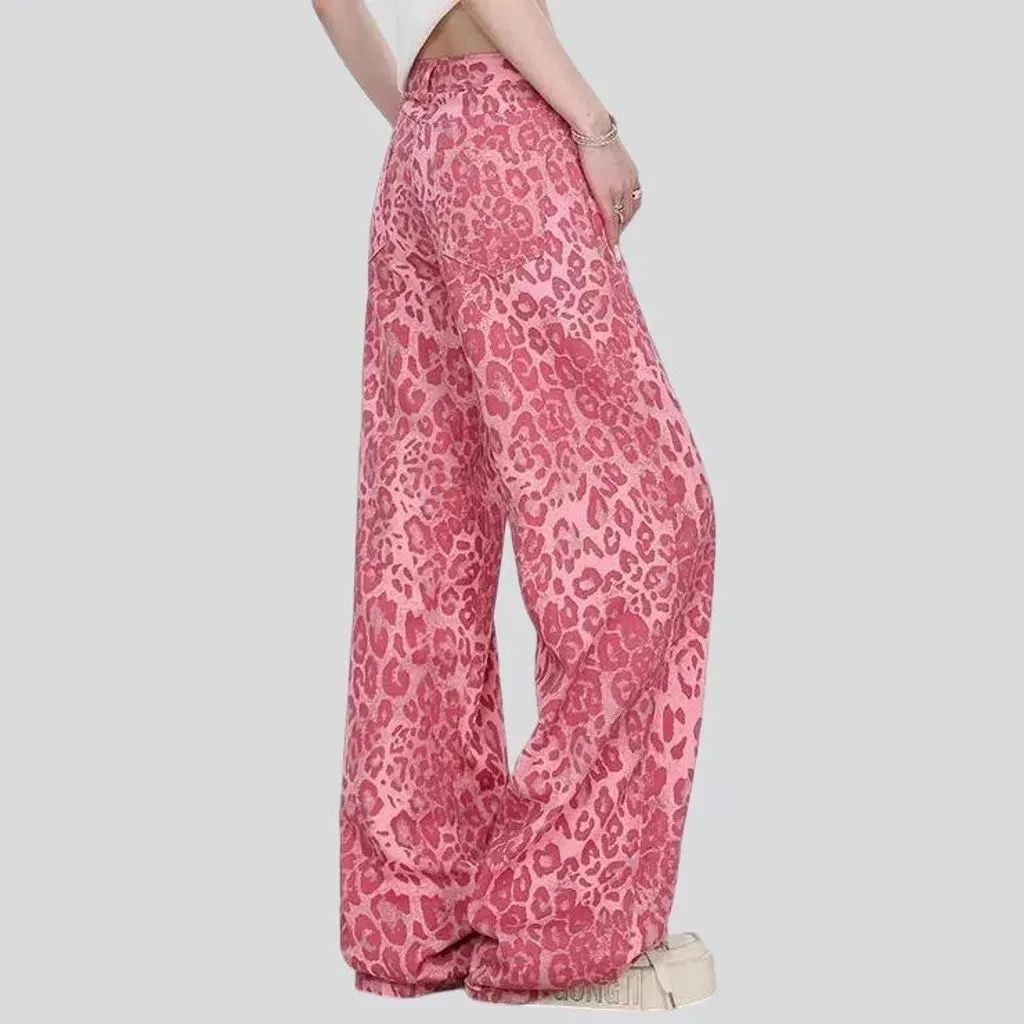 Boho style leopard jeans for ladies