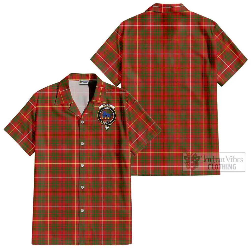 Bruce Modern Tartan Cotton Hawaiian Shirt with Family Crest