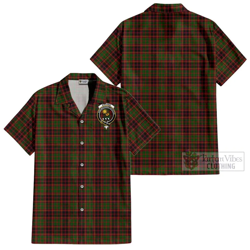 Buchan Tartan Cotton Hawaiian Shirt with Family Crest