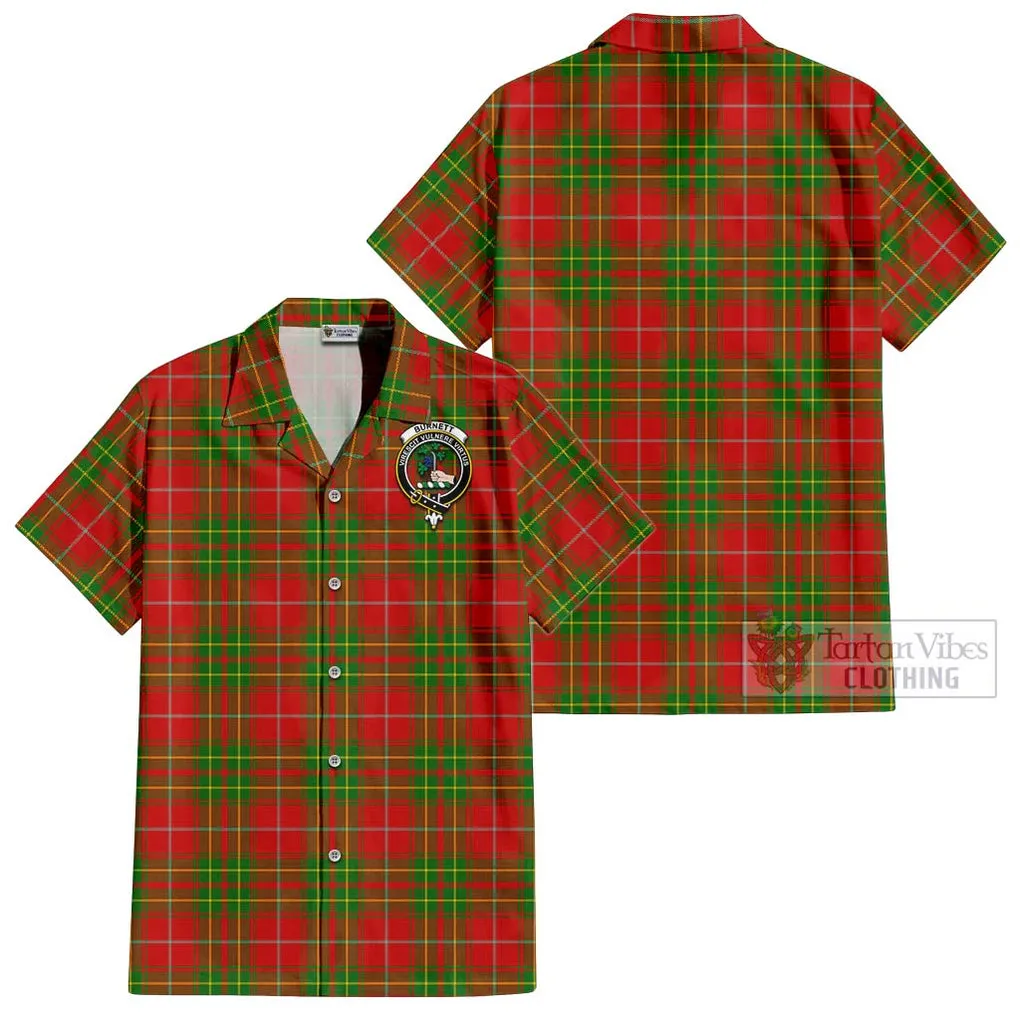 Burnett Tartan Cotton Hawaiian Shirt with Family Crest