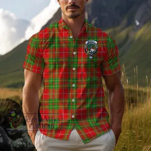 Burnett Tartan Cotton Hawaiian Shirt with Family Crest