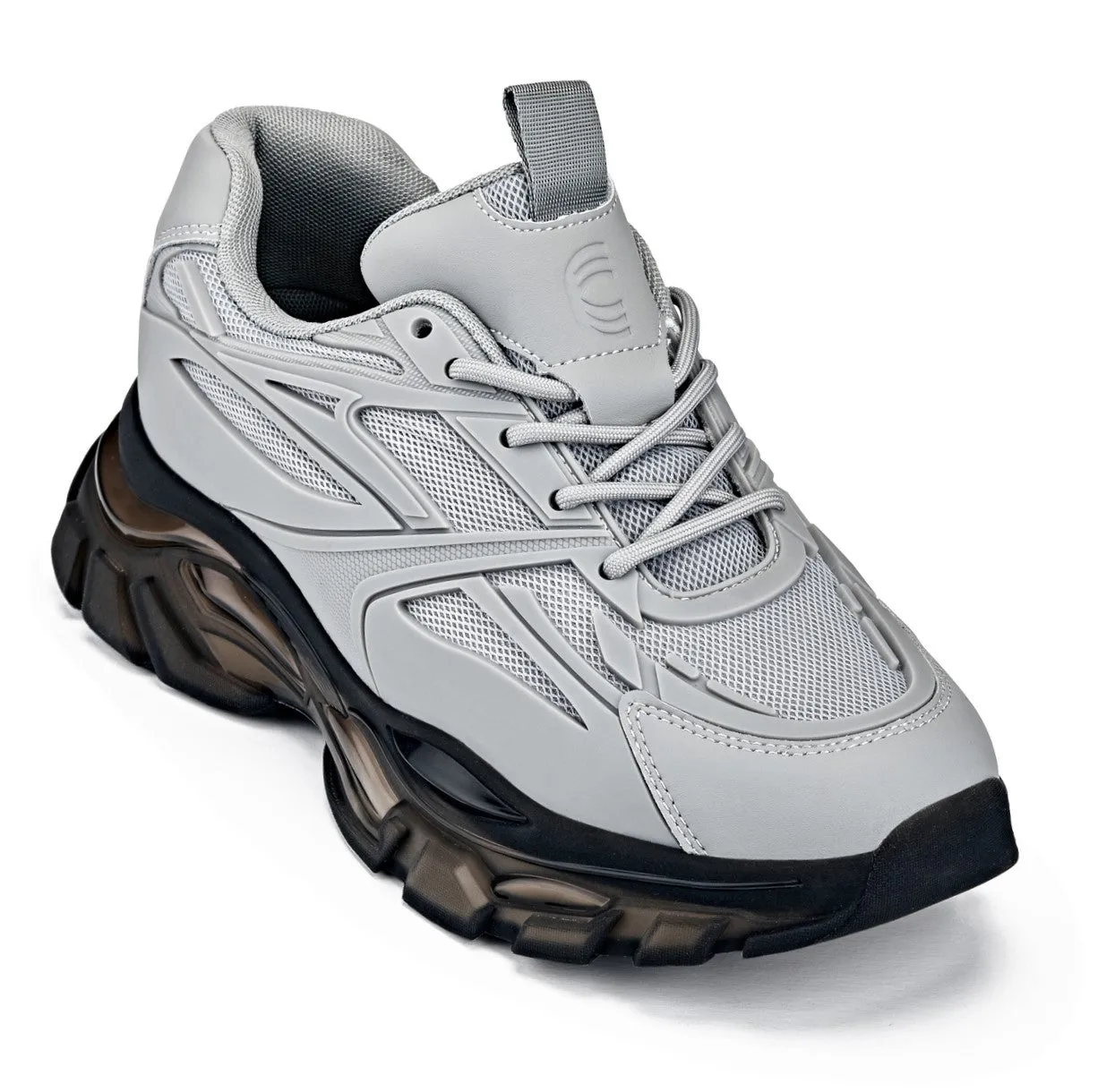 CALTO - S5281 - 2.6 Inches Taller (Cement/Translucent Onyx Sole) - Chunky Sole Sporty Sneakers