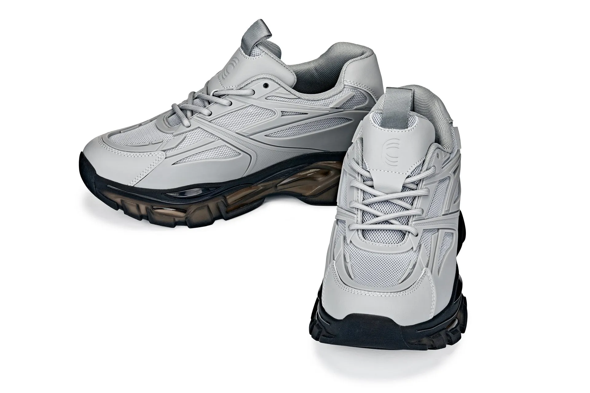 CALTO - S5281 - 2.6 Inches Taller (Cement/Translucent Onyx Sole) - Chunky Sole Sporty Sneakers