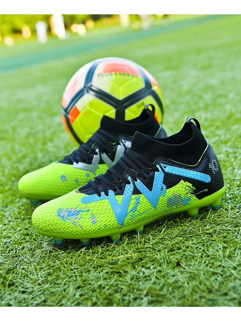 Camouflage High-Top Soccer Cleats, raining