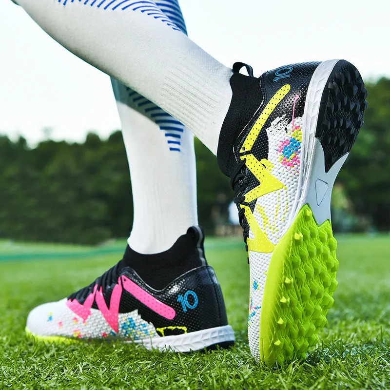 Camouflage High-Top Soccer Cleats, raining