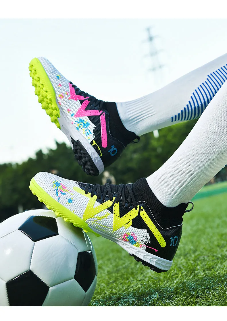 Camouflage High-Top Soccer Cleats, raining