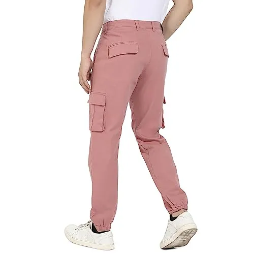 Campus Sutra Men's Regular Fit Cargo Pants (CBCS22_CSMSSCR5568_Nude Pink_36)