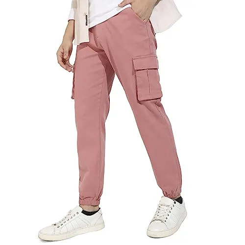 Campus Sutra Men's Regular Fit Cargo Pants (CBCS22_CSMSSCR5568_Nude Pink_36)