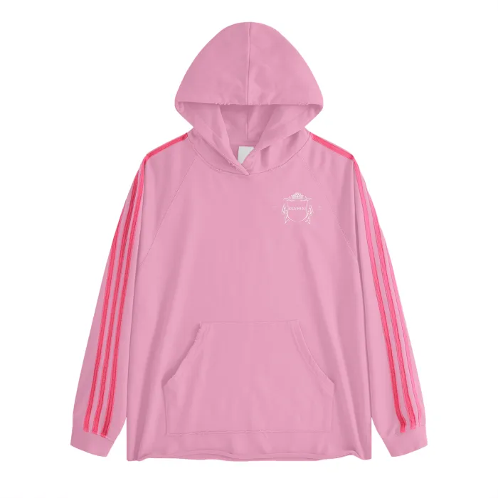 ClassA1 (Pink)Streetwear Unisex Heavyweight 440G Three Bar Contrast Raglan Hoodie