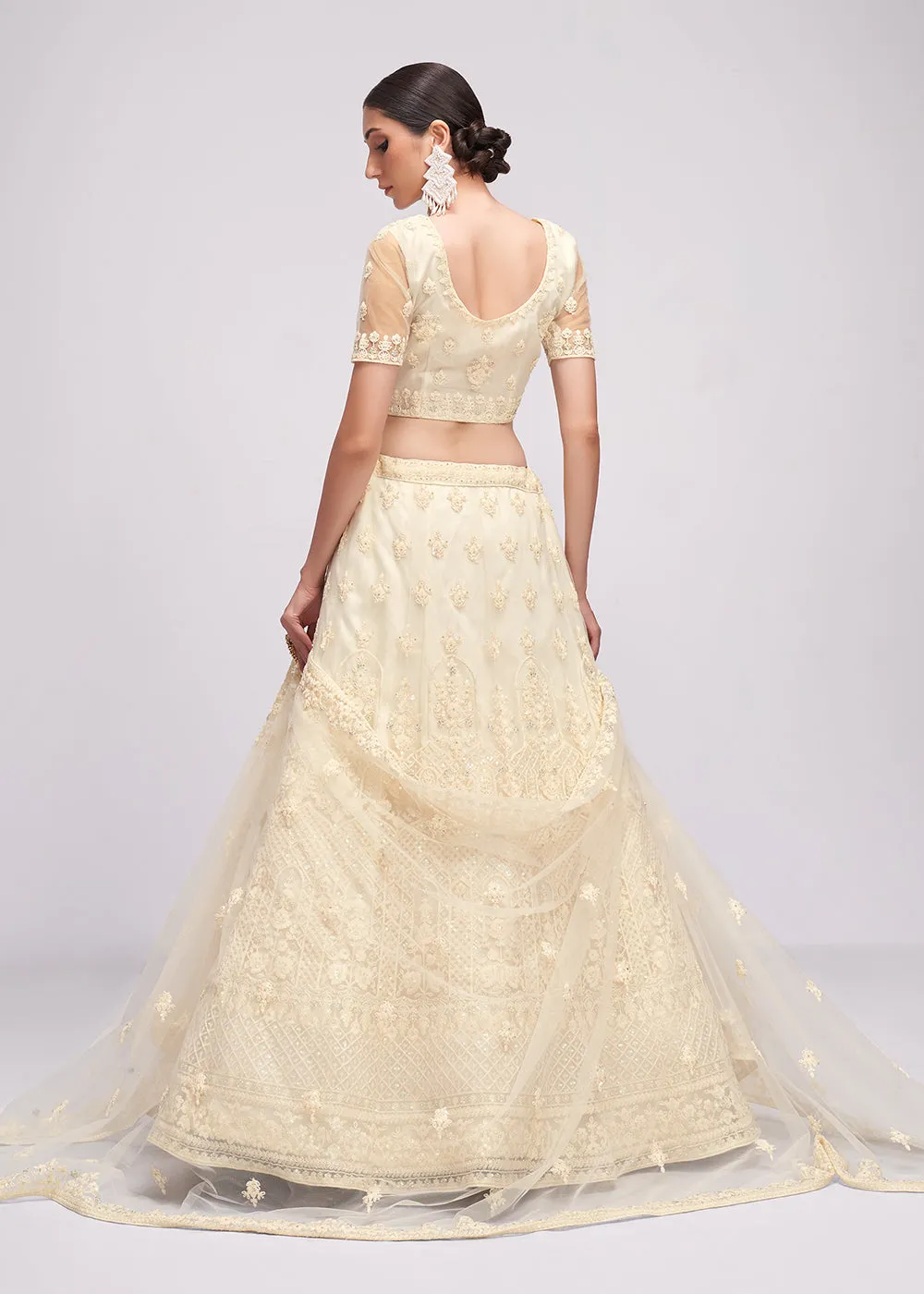 Classic Off White Cording Designer Wedding Bridal Lehenga Choli