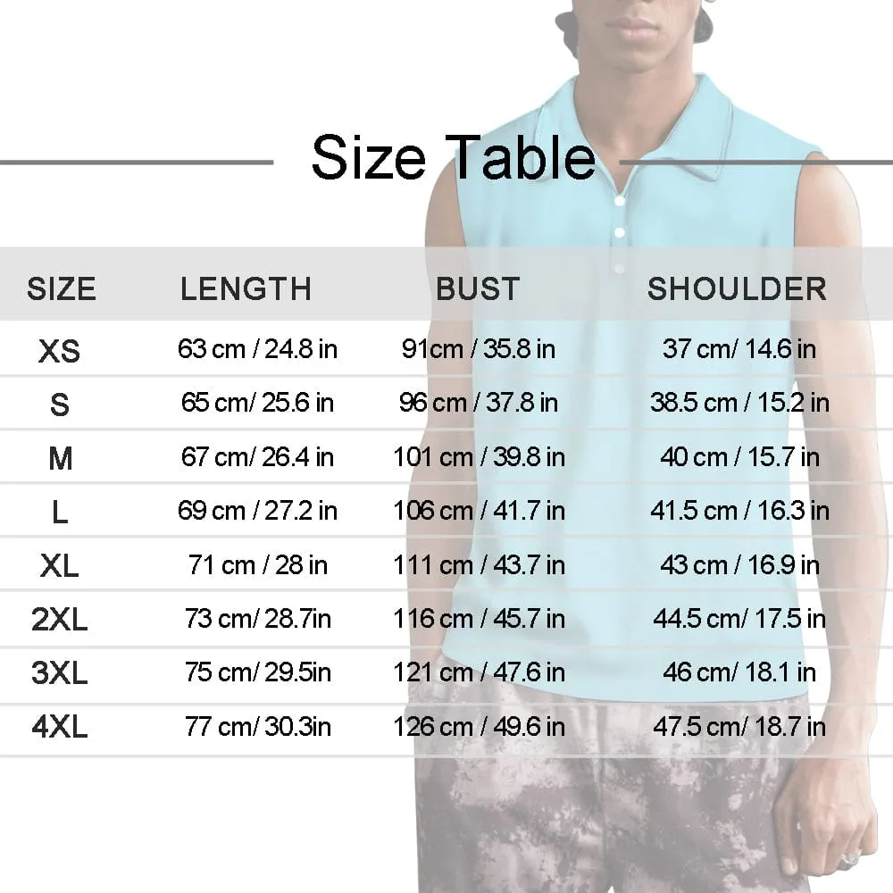 Custom Photo Sleeveless Polo Shirt Button Up Summer Casual Workout Tank Tops