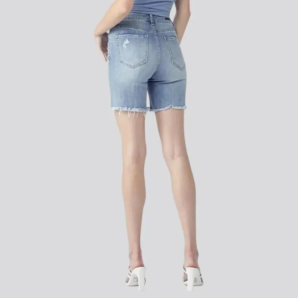 Distressed street jean shorts for ladies