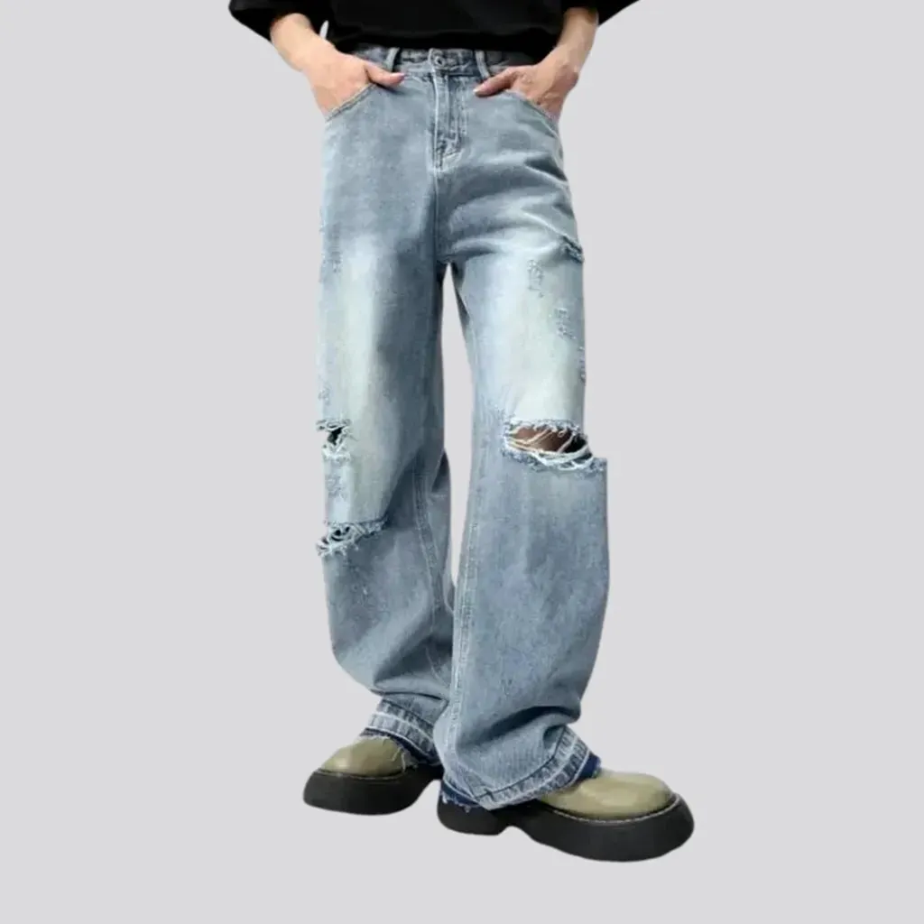 Distressed vintage style men's jeans