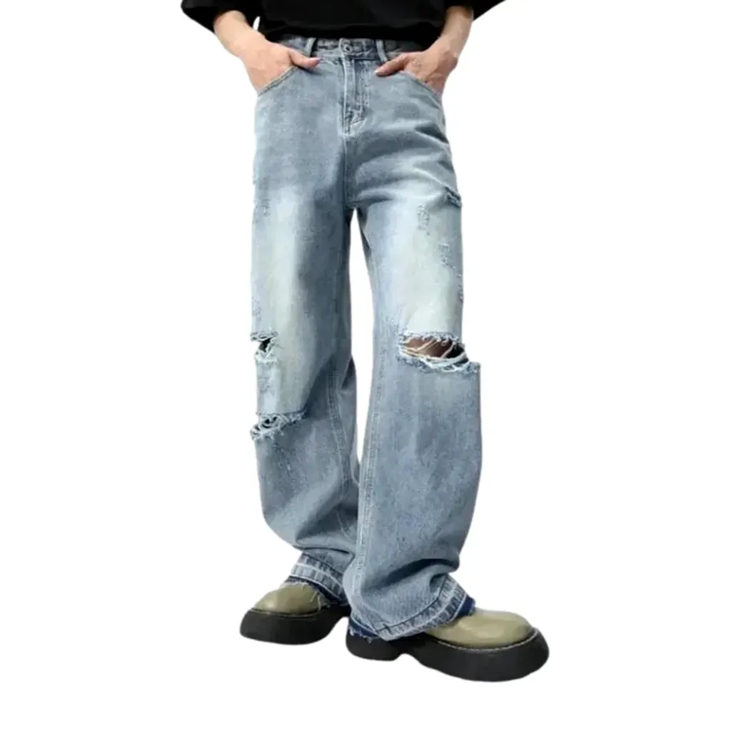 Distressed vintage style men's jeans