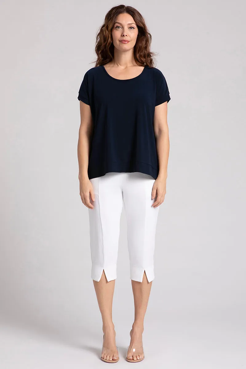 Dolman Scoop Neck Boxy Top | Navy