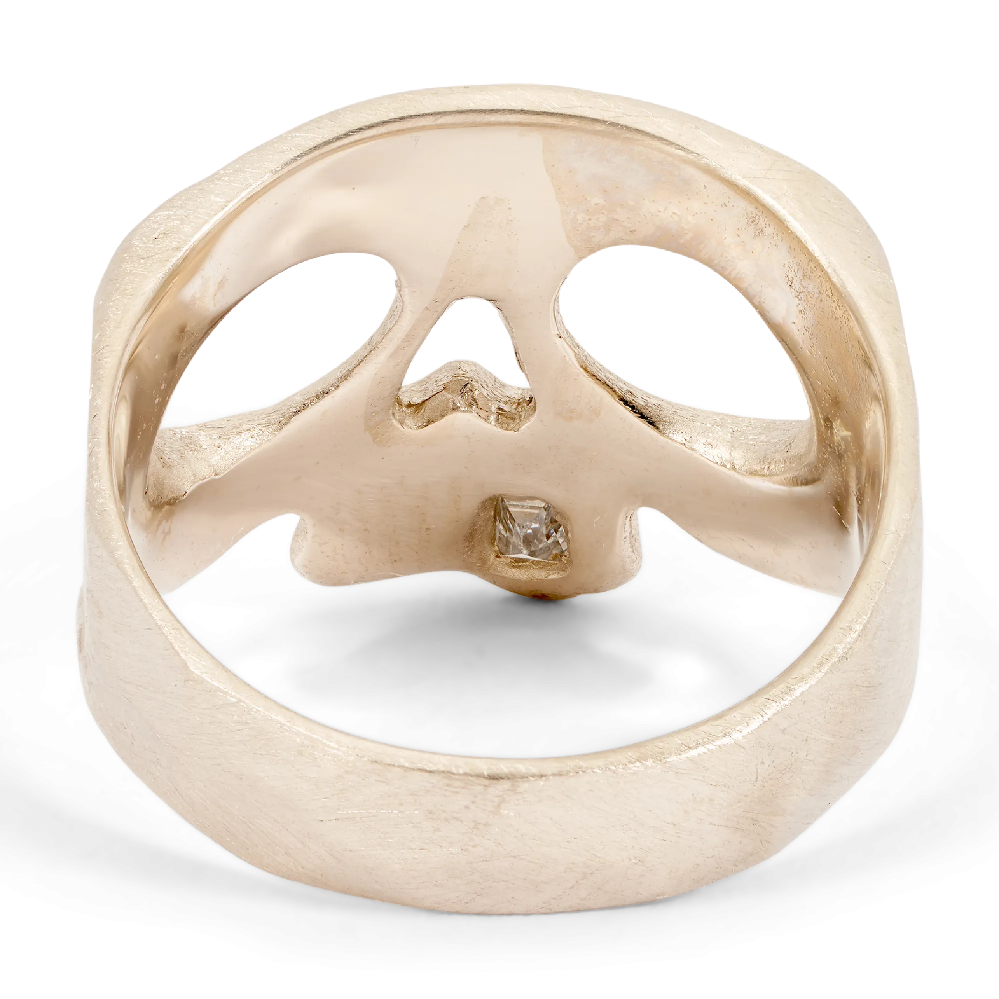 Extra Small Diamond Snaggletooth Skull Ring in White - Made to Order