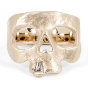 Extra Small Diamond Snaggletooth Skull Ring in White - Size 3.5 - 11248