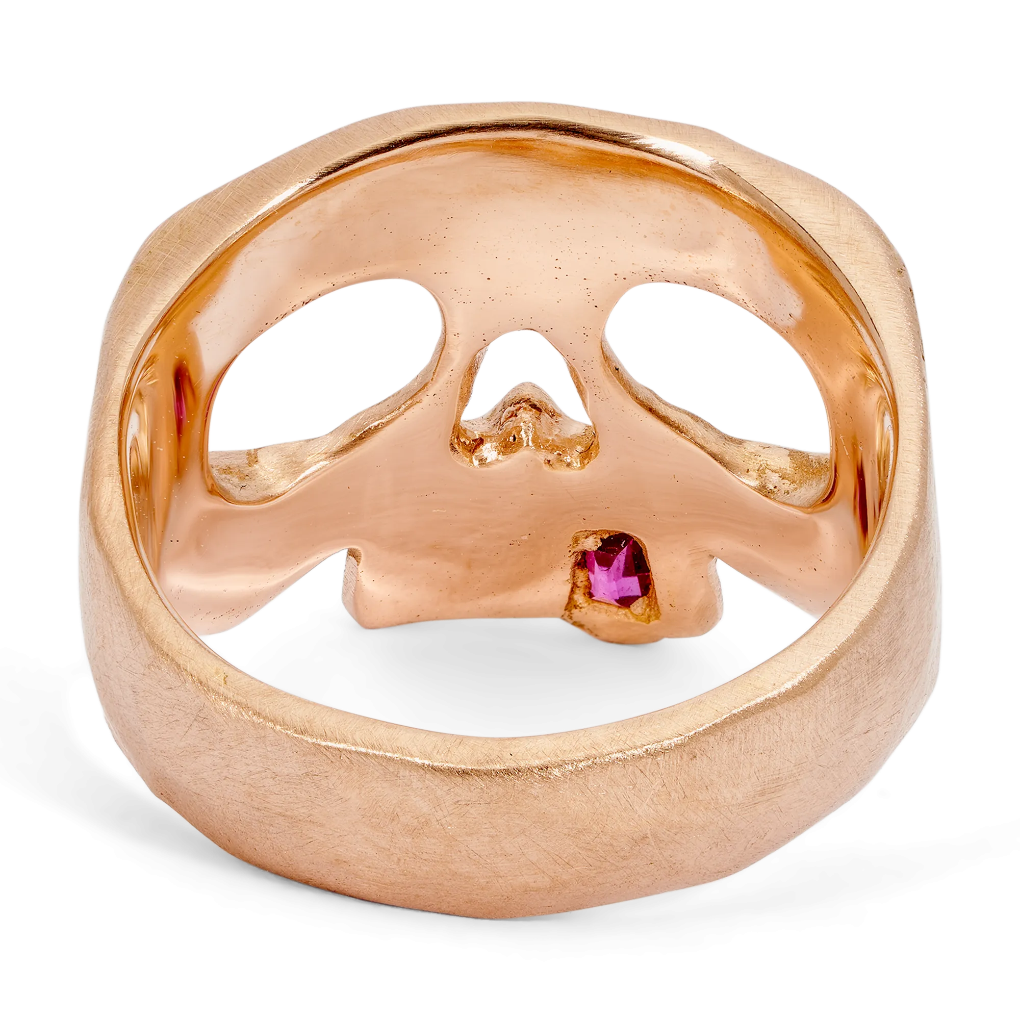 Extra Small Pink Snaggletooth Skull Ring in Rose - Size 4 - 11320