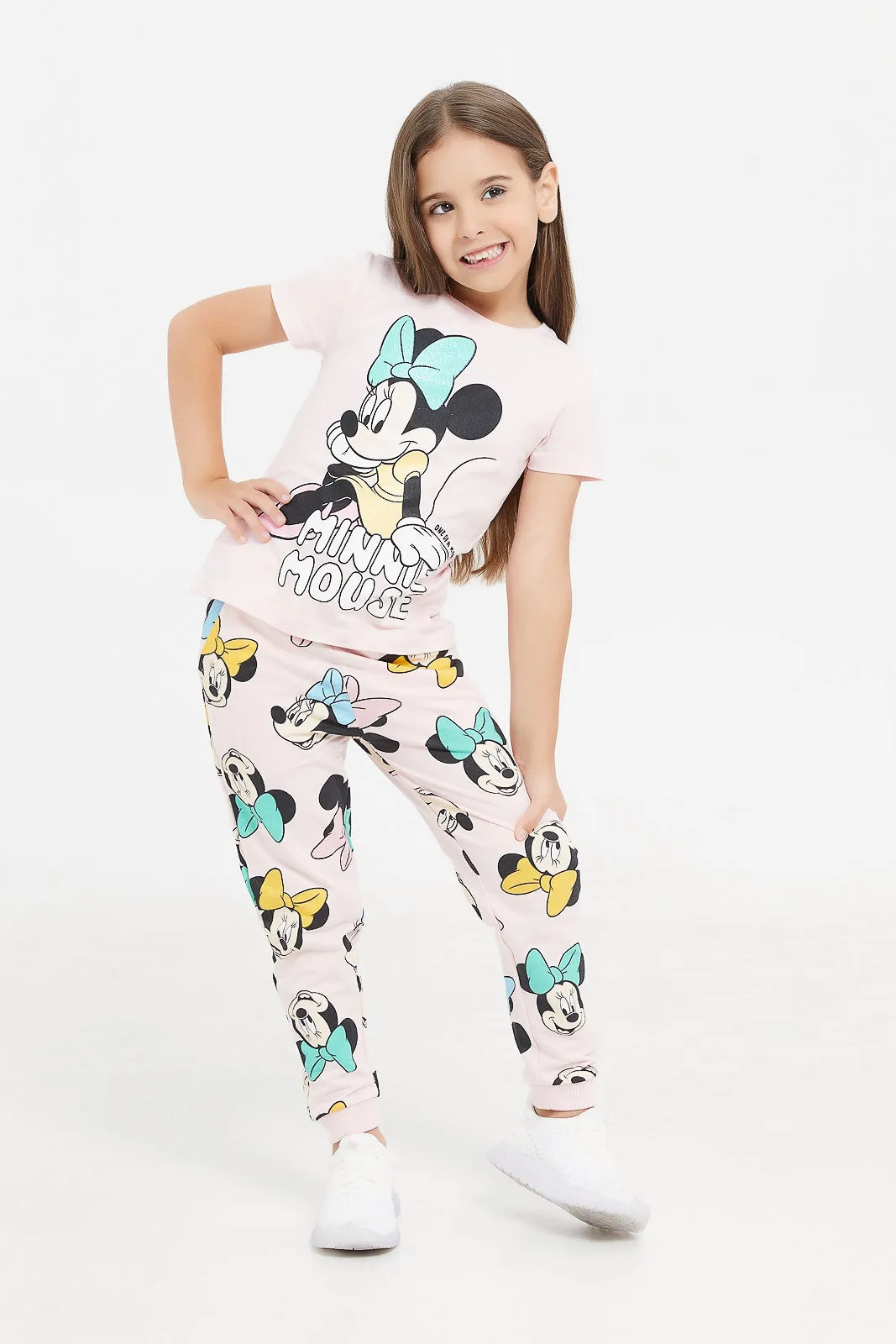 Girls Pink Minnie Mouse Active Pants