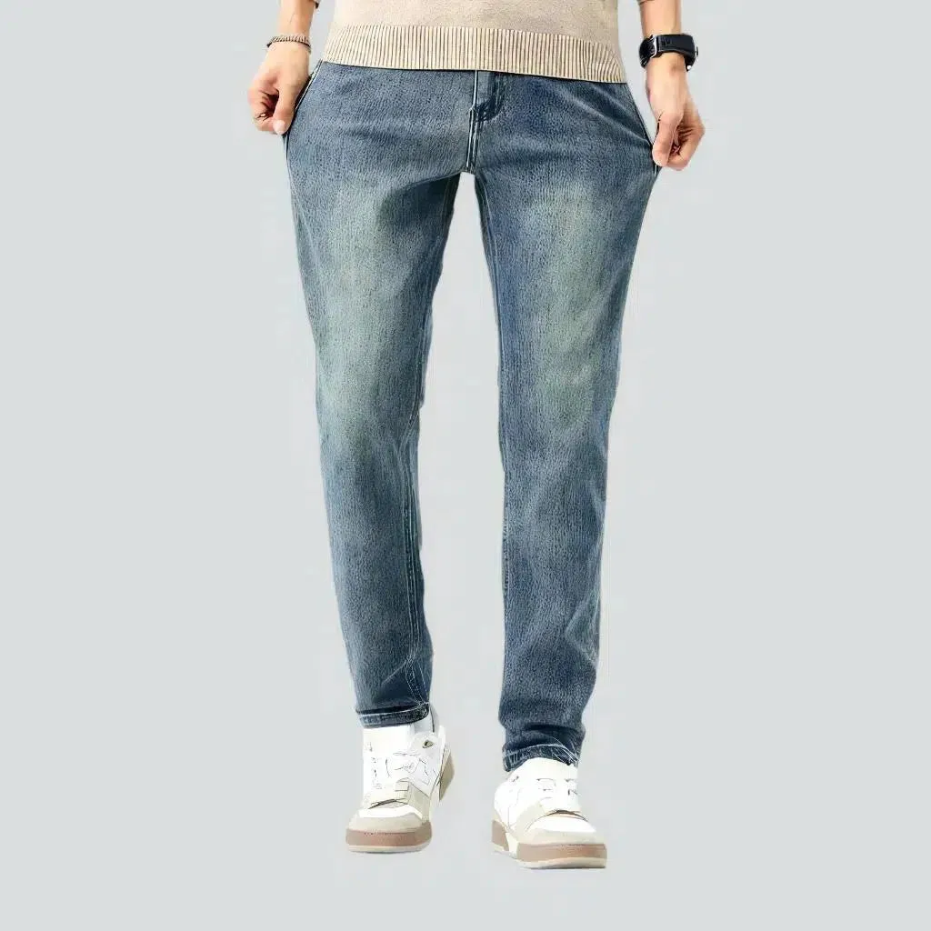 High-waist men's light-wash jeans