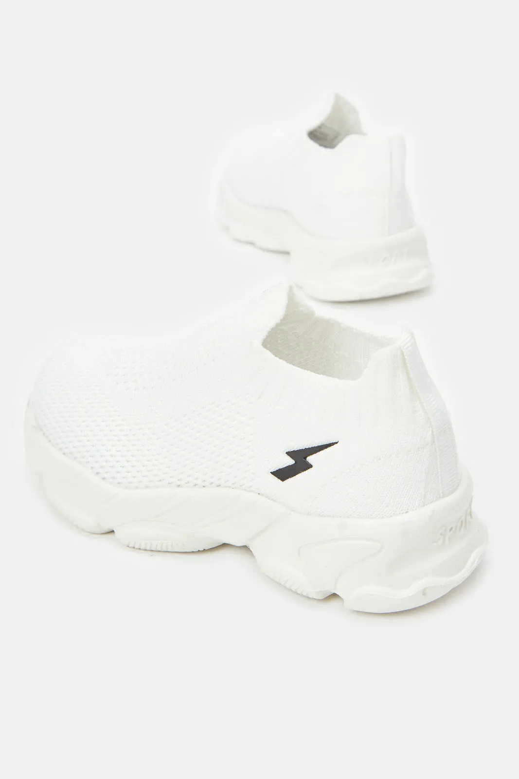 Infant Boys White Textured Slip-On Sneaker