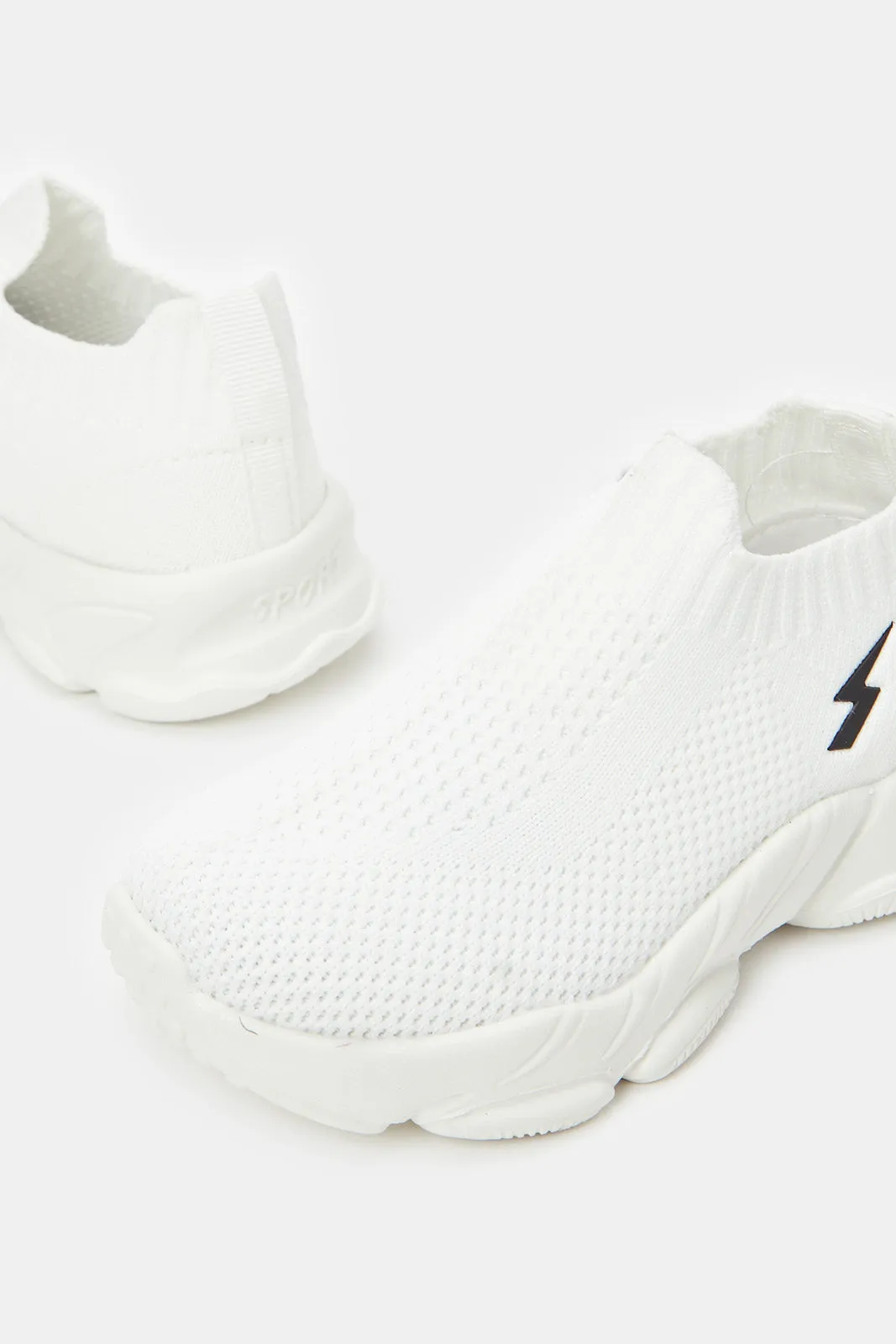 Infant Boys White Textured Slip-On Sneaker