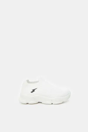 Infant Boys White Textured Slip-On Sneaker