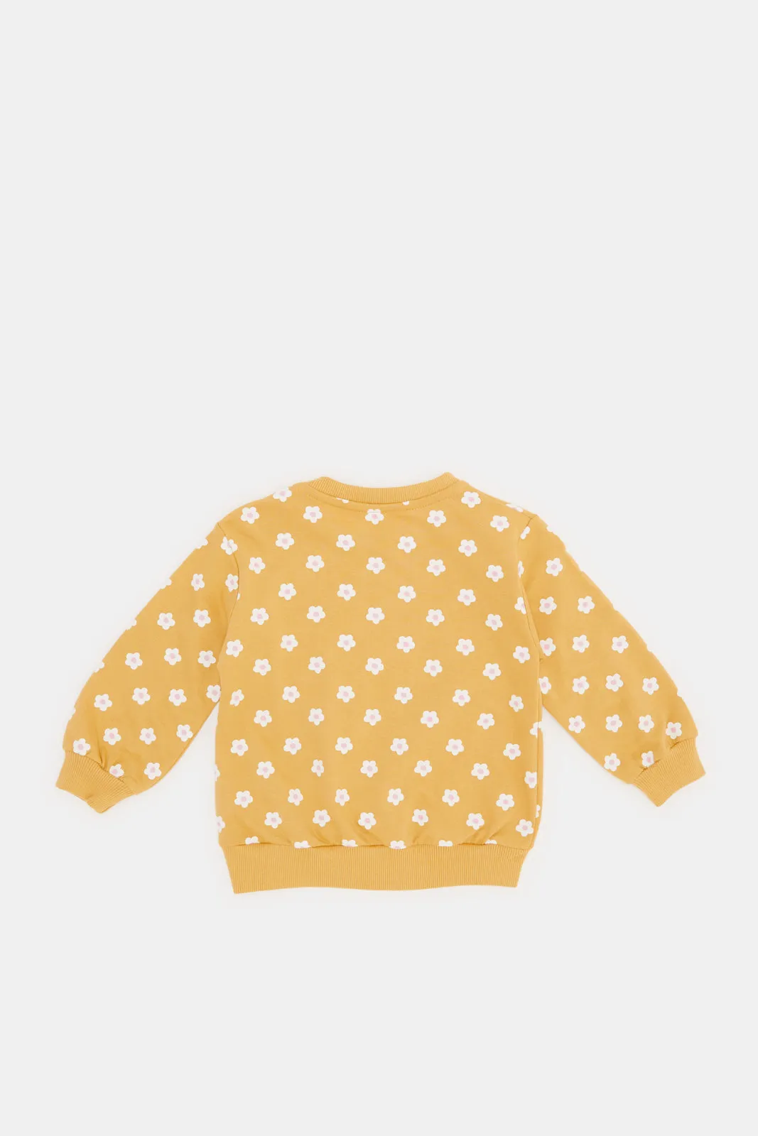 Infant Girls Mustard Flowers Printed Sweatshirt