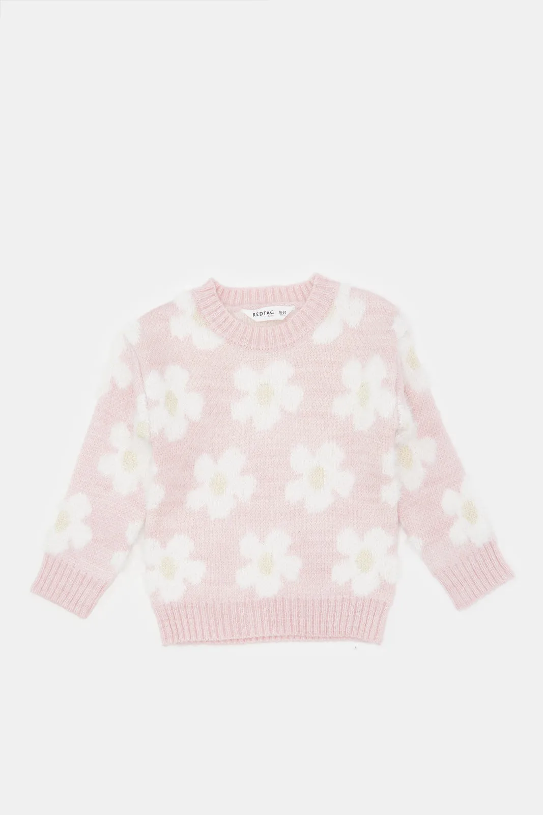 Infant Girls Pink Floral Knitted Pullover