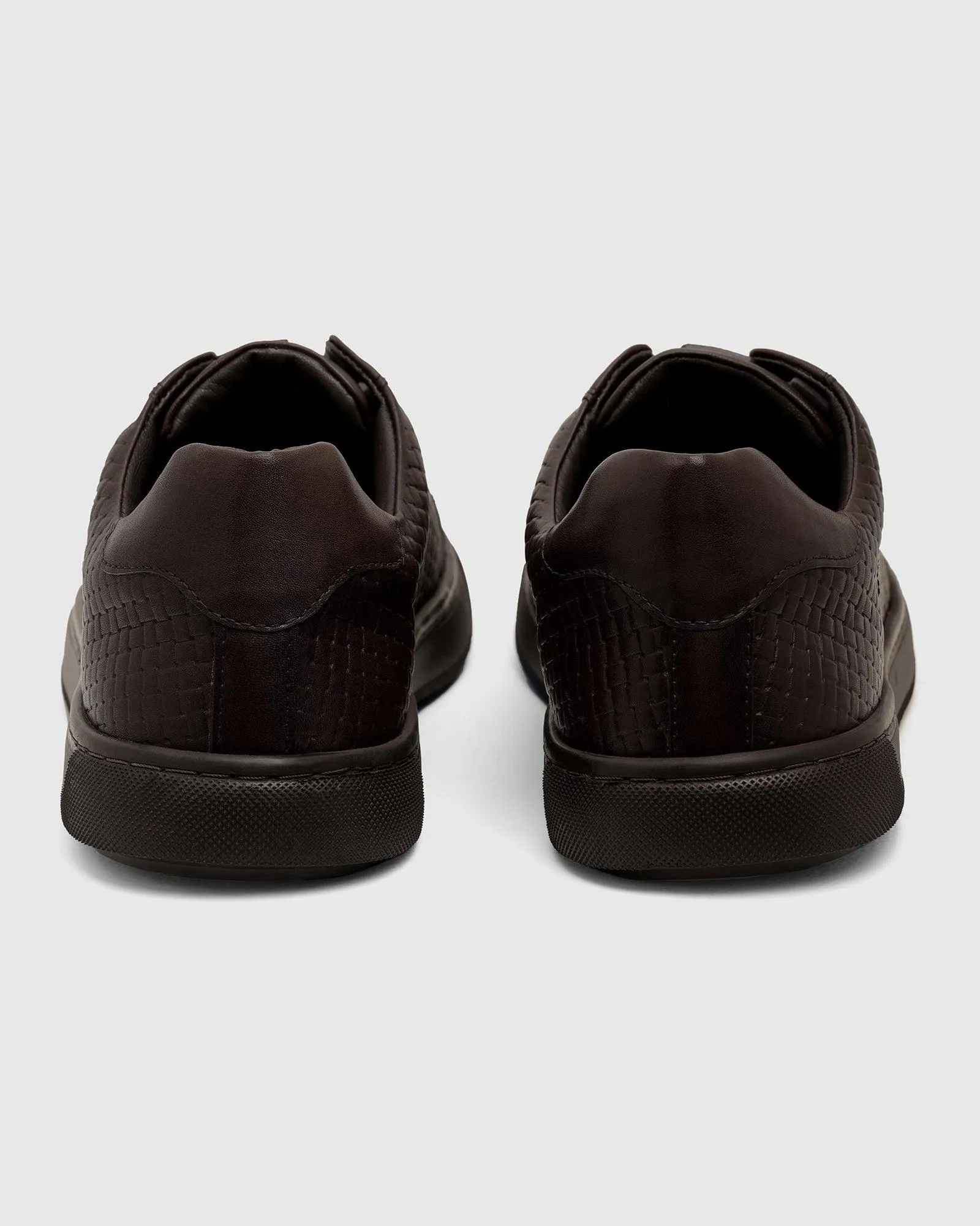 Leather Brown Textured Sneakers - Truby