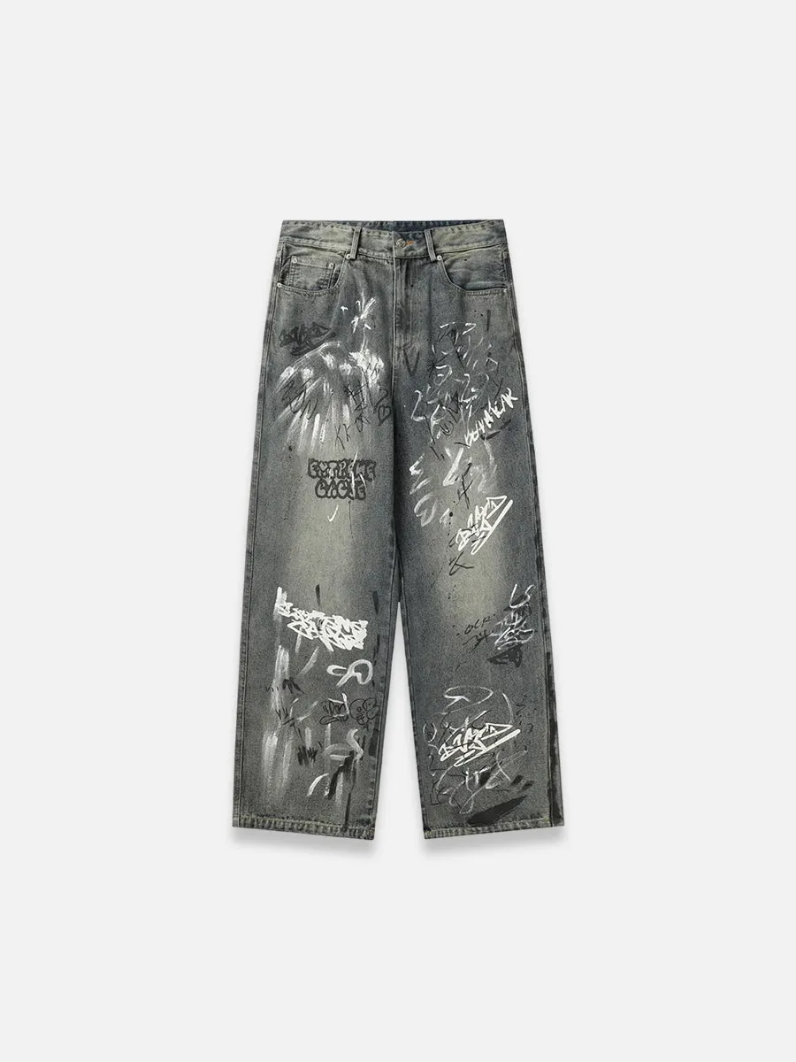 Letter Graffiti Jeans