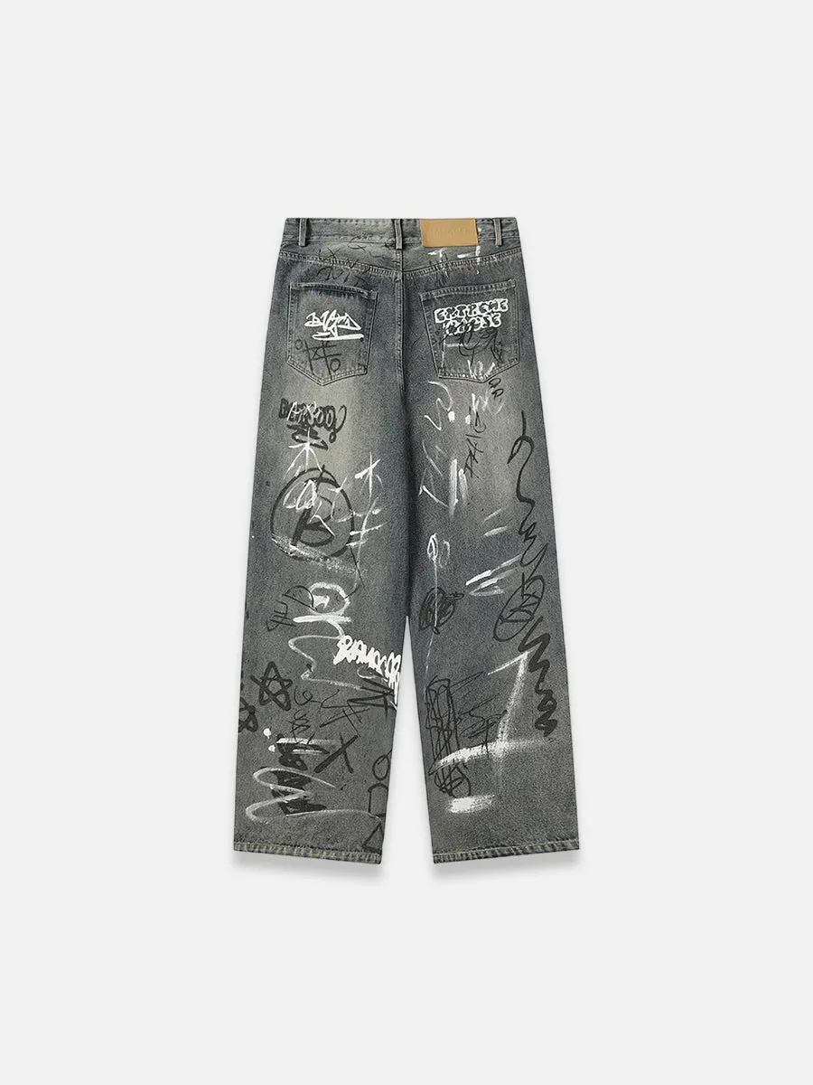 Letter Graffiti Jeans