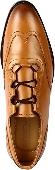 Libertyzeno Men's Tan Wingtip Oxford Lace Up Dress Shoes Size 9.5 Pair of Shoes