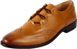 Libertyzeno Men's Tan Wingtip Oxford Lace Up Dress Shoes Size 9.5 Pair of Shoes