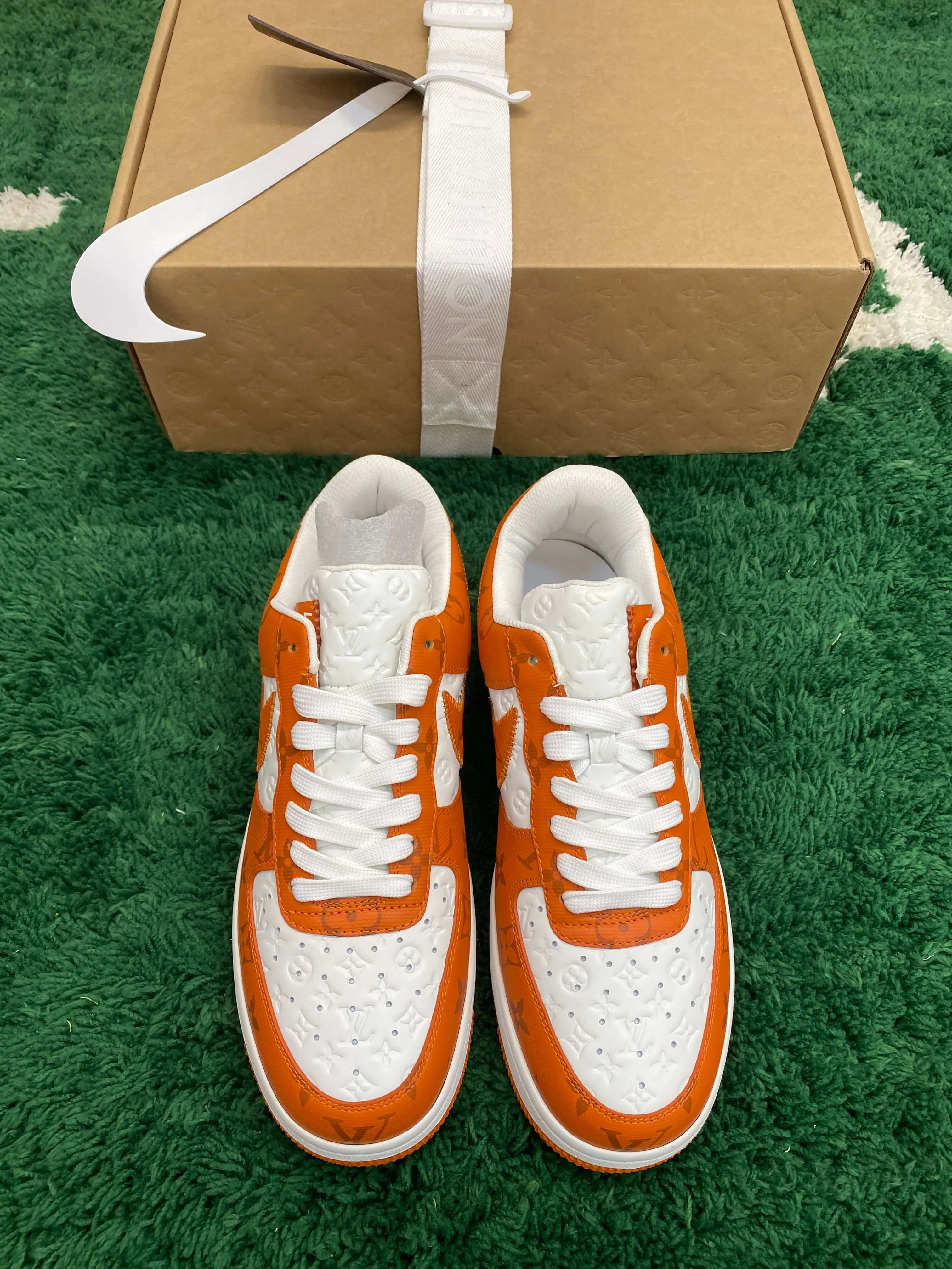 Louis Vuitton x Nike Air Force 1 White Orange Monogram Sneaker